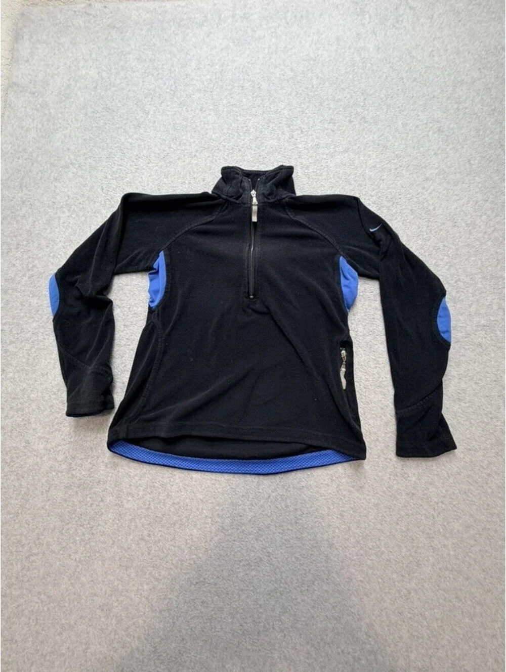 Nike Therma-Fit Quarter Zip Pullover Fleece Womens P Black Blue Long Sleeve